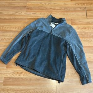 Gray on gray fleece pull over, mid weight performance jacket
